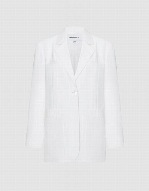 Blazer Urban Revivo Plain Single Breasted Femme Blanche | FQT1311FN