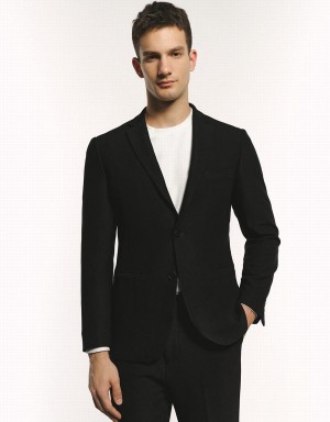 Blazer Urban Revivo Tailored Notch Lapel Homme Noir | HKB982HP