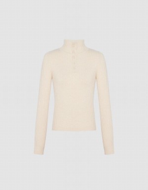 Cardigan Urban Revivo Button Half Placket Tricoté Femme Beige | MPY1559PK
