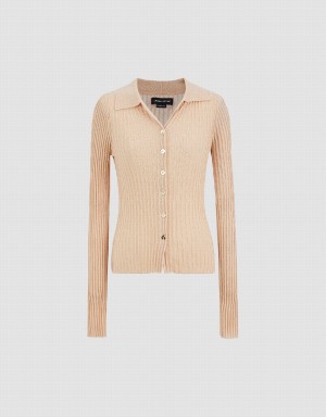 Cardigan Urban Revivo Button Up Tricoté Femme Kaki | ZMW2643CB