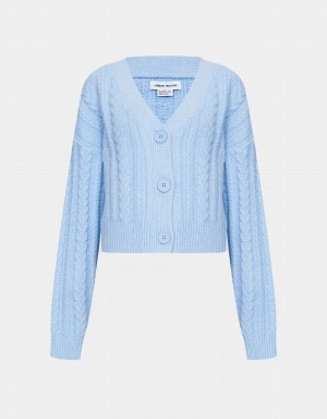 Cardigan Urban Revivo Cable Knit Button Up Femme Bleu | CKF5130SN