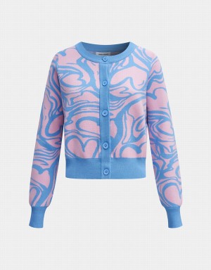 Cardigan Urban Revivo Heart Pattern Jacquard Button Up Femme Rose | UZE1639UW