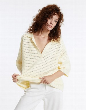 Cardigan Urban Revivo Pointelle Tricoté Top Femme Blanche | TER10046NL
