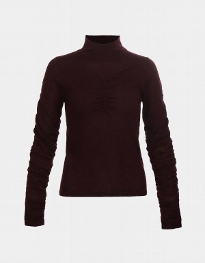 Cardigan Urban Revivo Ruched Sleeve Fitted Knit Top Femme Rouge | BGI182NN