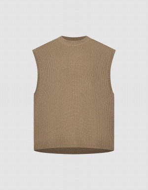 Cardigan Urban Revivo Tricoté Homme Marron | TFL7334MU