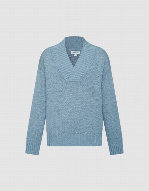 Cardigan Urban Revivo V-Neck Tricoté Homme Bleu | AFM3126HC