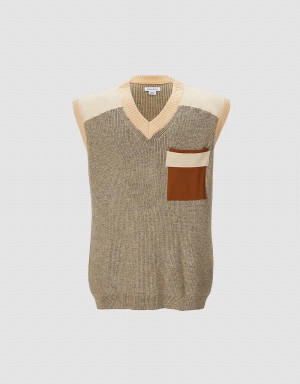 Chandails Urban Revivo Colorblock Homme Grise | FOI8692RQ