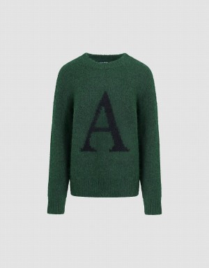 Chandails Urban Revivo Letter Printed Crew Neck Femme Vert | XZN4342HW