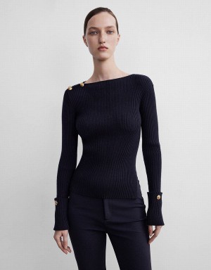 Chandails Urban Revivo Rib Knit Femme Noir | FDO7328PP