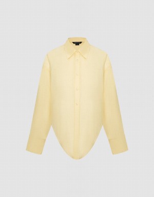 Chemises Urban Revivo Knot Hem Femme Jaune | TJV6367CK
