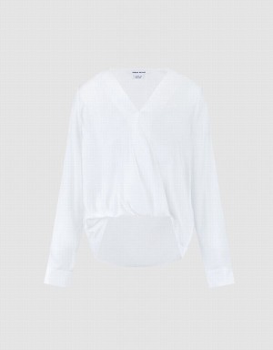 Chemisier Urban Revivo Silk Effect Wrap Femme Blanche | VZA5960DB