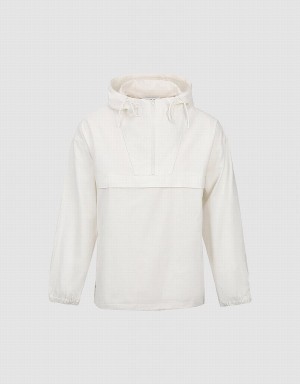 Chemisier Urban Revivo Zip Half Placket Hooed Overhead Homme Blanche | STJ8112UA
