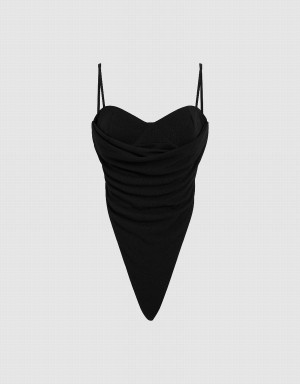 Debardeur Urban Revivo Off-Shoulder Cami Femme Noir | CIL8645HN
