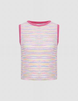 Debardeur Urban Revivo Rainbow Tricoté Femme Rose Multicolore | HWY7062TN