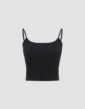 Debardeur Urban Revivo U Neck Mince Femme Noir | YLS464AT