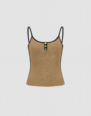 Debardeur Urban Revivo U Neck Mince Femme Marron | LMS1011SH