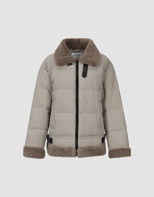Doudoune Urban Revivo Zippé Front Furry Trim Femme Vert | CCD2037HQ