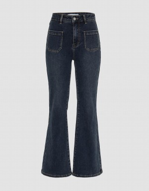 Jean Urban Revivo Front Pockets Flare Femme Bleu | KRX7770BU