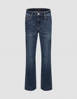Jean Urban Revivo Raw Hem Droit Femme Bleu | LVF910ZW