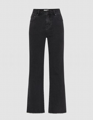 Jean Urban Revivo Raw Hem Droit Femme Grise Foncé | KGA6100XU