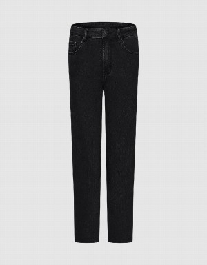 Jean Urban Revivo Raw Hem Droit Femme Noir | XFM8433ZJ