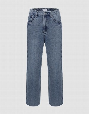 Jean Urban Revivo Raw Hem Droit Homme Bleu | CIE9933KZ