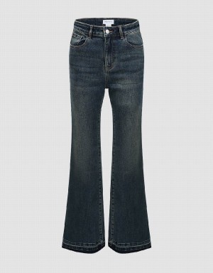 Jean Urban Revivo Raw Hem Flare Femme Bleu | NFS4612GK