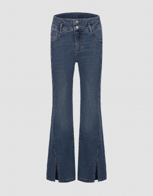 Jean Urban Revivo Split Hem Flare Femme Bleu | FIN4971WA