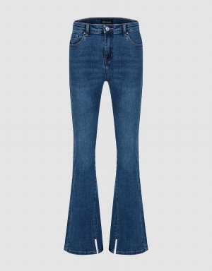 Jean Urban Revivo Split Hem Flare Femme Bleu | TUS265PR