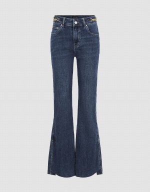 Jean Urban Revivo Split Hem Flare Femme Bleu | VFP1655KH