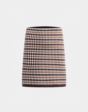Jupes Urban Revivo Argyle Pattern A-Line Tricoté Femme Marron | UXU8213SL
