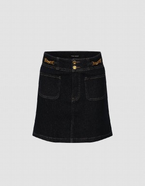 Jupes Urban Revivo Chain Decor Mini A-Line Denim Femme Bleu | VJR429JE