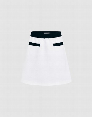 Jupes Urban Revivo Contrast Trim Mini Femme Blanche | KEP2190YU