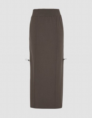 Jupes Urban Revivo Elastic Taille Droit Midi Femme Grise Foncé | CEM753VX