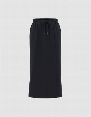 Jupes Urban Revivo Elastic Taille Midi Femme Noir | BPE5514PE