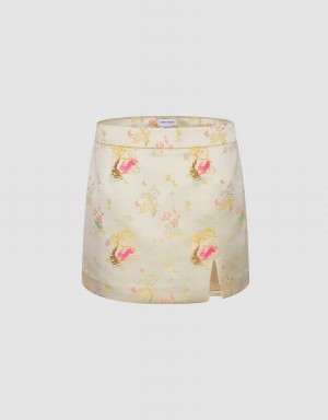 Jupes Urban Revivo Emroidered Mini Femme Beige | RMM8131EE
