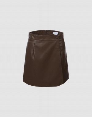 Jupes Urban Revivo Faux Cuir Wrapped Femme Marron | ZSO2510GR