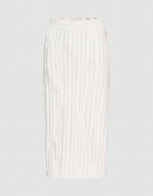 Jupes Urban Revivo Fuzzy Knit Femme Blanche | NRP9437PQ