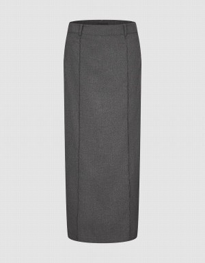 Jupes Urban Revivo Maxi Droit Femme Grise Foncé | EBJ7693MO