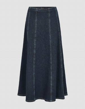 Jupes Urban Revivo Midi A-Line Denim Femme Bleu | MXF2892JT