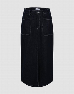 Jupes Urban Revivo Midi Droit Denim Femme Bleu | MVK877WT