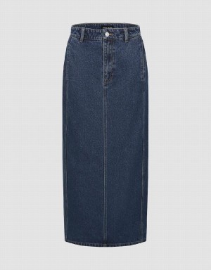 Jupes Urban Revivo Midi Droit Denim Femme Bleu | AYV296LE