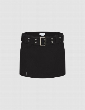 Jupes Urban Revivo Mini A-Line With Belt Femme Noir | BWC10015EV
