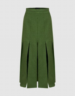 Jupes Urban Revivo Plissé Midi A-Line Femme Vert | HBC7387WN