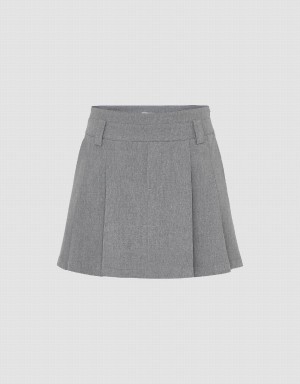 Jupes Urban Revivo Plissé Mini A-Line Femme Grise | EGG9015JM