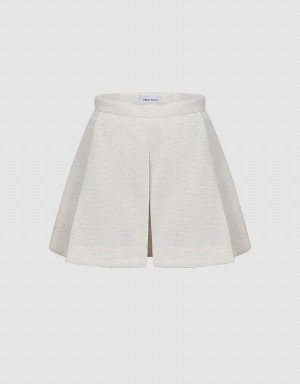 Jupes Urban Revivo Plissé Mini Tricoté A-Line Femme Blanche | IRN226NK