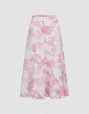 Jupes Urban Revivo Printed Midi Fishtail Femme Rose | VKO5033QX