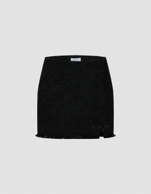 Jupes Urban Revivo Raw Hem Mini Denim Femme Noir | IPK5246OT