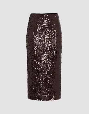 Jupes Urban Revivo Sequins Midi Droit Femme Violette | RIR7952BT