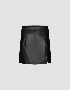Jupes Urban Revivo Vegan Cuir Mini Droit Femme Noir | MBC1525QQ